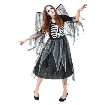 Halloween Disfraz Diablo Cráneo Ángel Cosplay Vestido de Escenario para Adultos Femenino